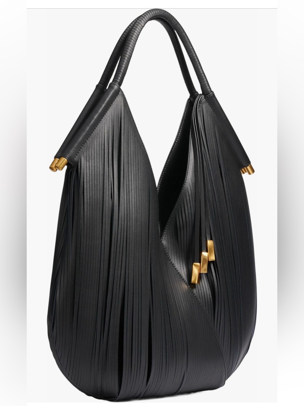 Donna Karan New York Black Baldwin Pleated Hobo Shoulder Bag Large - Picture 17 of 17